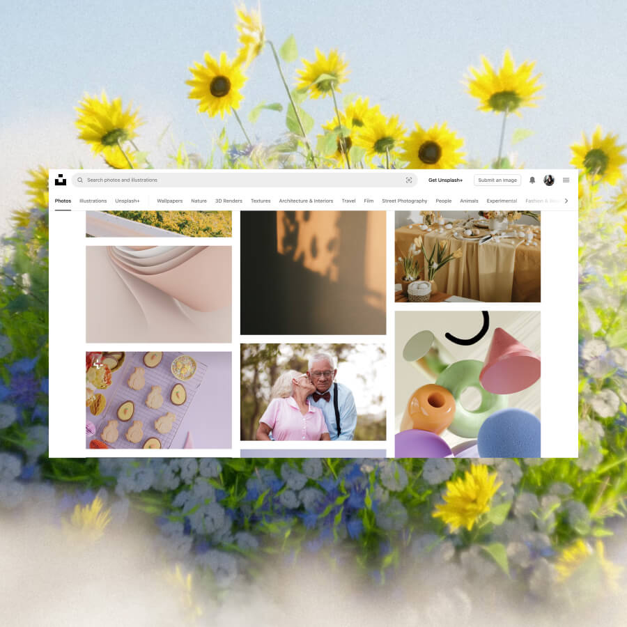 Unsplash Interface du site "Unsplash"
